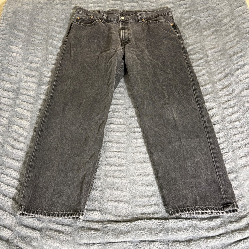 Levis 550 Relaxed Fit Tapered Leg Jeans Mens 40x38 Faded Black Denim Vintage